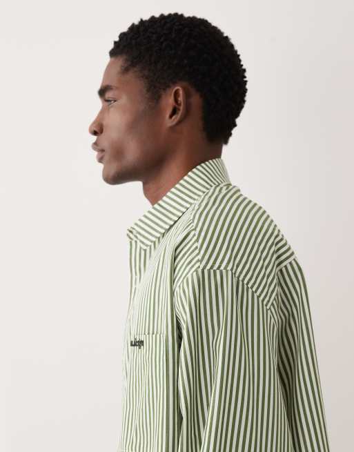 ASOS DESIGN - Grøn oversized skjorte med lomme med brodering og firkantet pasform, 4 af 5