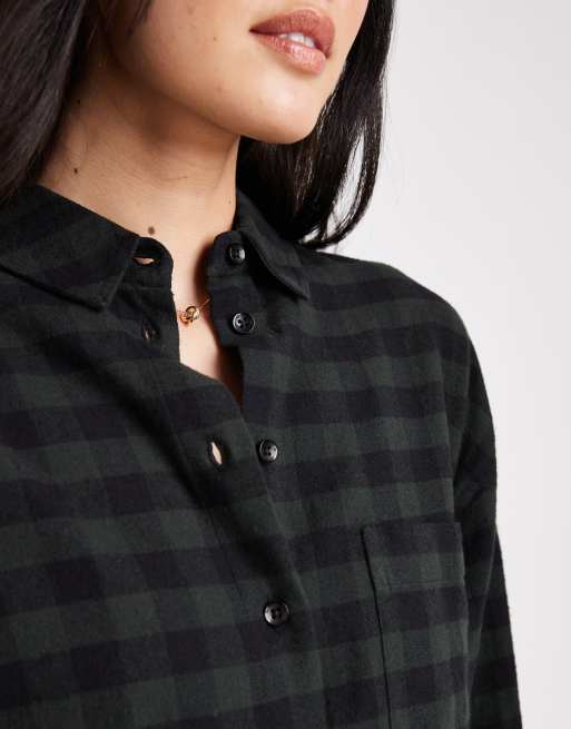 ASOS DESIGN - Grøn oversized skjorte med tern og børstet overflade, 2 af 4