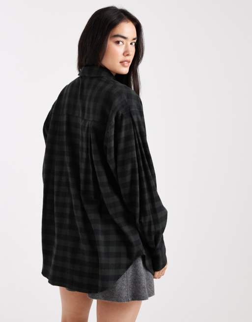 ASOS DESIGN - Grøn oversized skjorte med tern og børstet overflade, 3 af 4