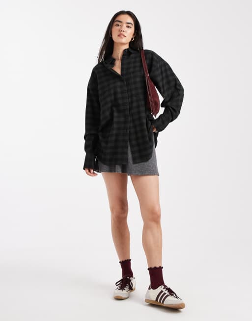 ASOS DESIGN - Grøn oversized skjorte med tern og børstet overflade, 4 af 4