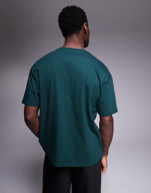 ASOS DESIGN - Grøn oversized T-shirt med sportstekstprint på brystet, 4 af 4