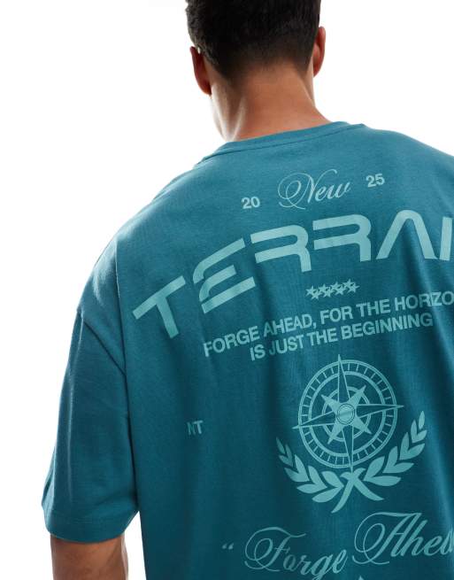 ASOS DESIGN - Grøn oversized T-shirt med tekstgrafik, 4 af 4