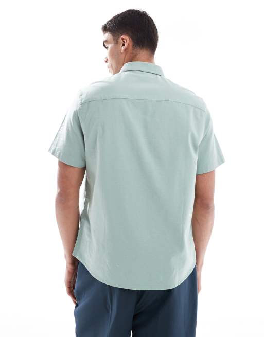 ASOS DESIGN - Grøn Oxford-skjorte med korte ærmer i regular fit, 3 af 4