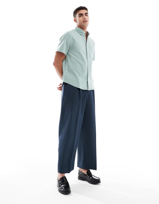 ASOS DESIGN - Grøn Oxford-skjorte med korte ærmer i regular fit, 4 af 4
