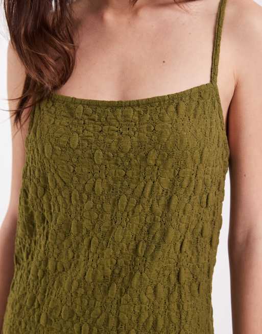 ASOS DESIGN - Grøn slip-kjole med cami-stropper og blonder, 2 af 4