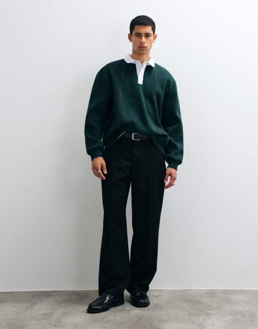 ASOS DESIGN - Grøn standard rugbytrøje med overlock-detaljer, 2 af 5