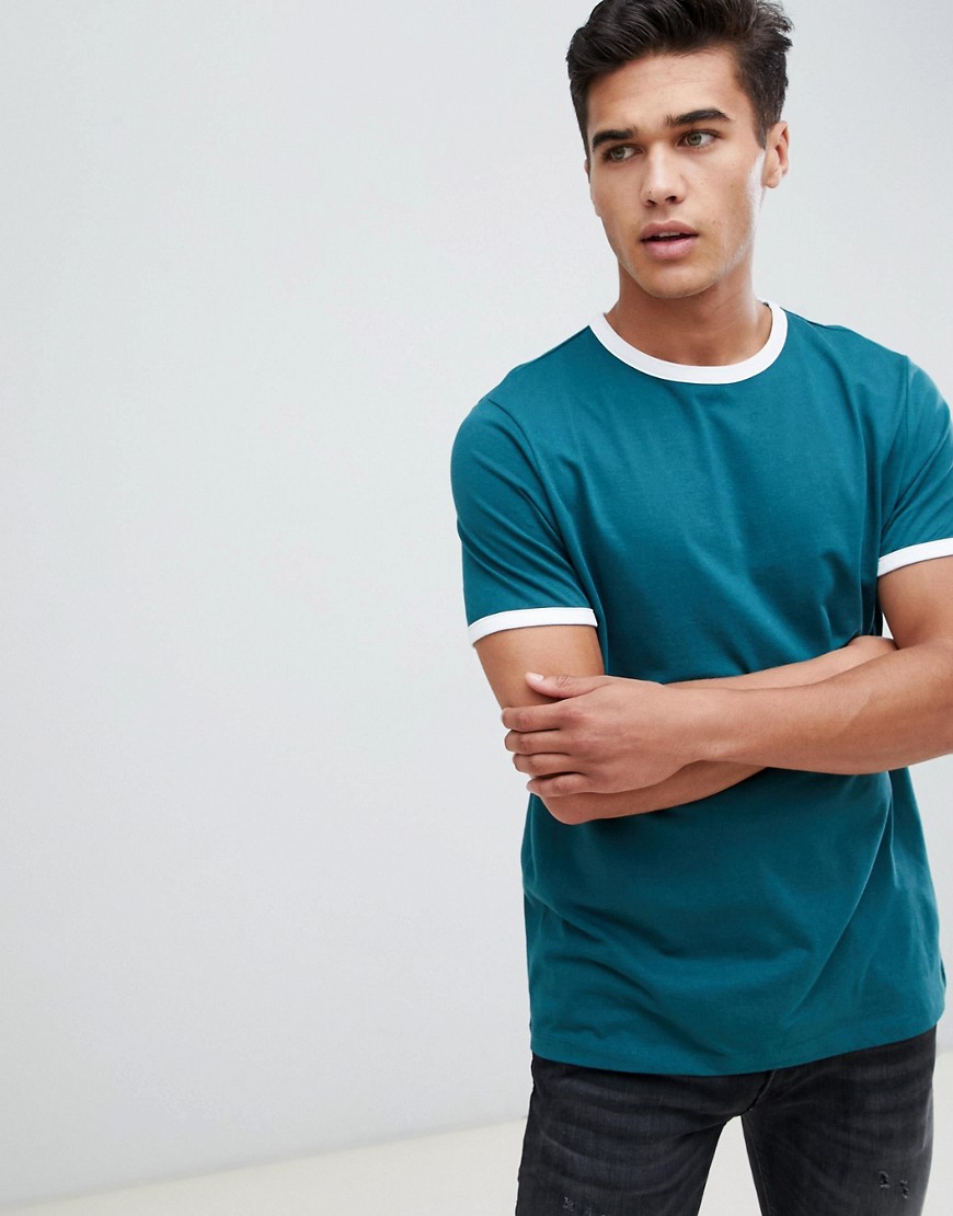 ASOS DESIGN - Grøn t-shirt med kontrastkanter