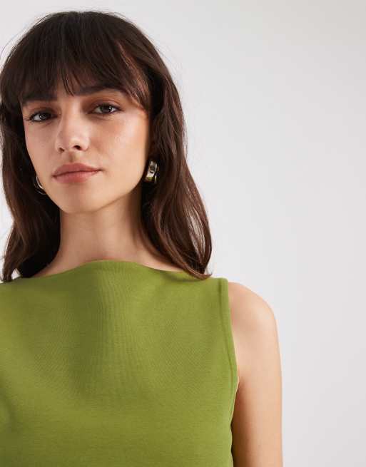 ASOS DESIGN - Grøn tanktop med bådudskæring i kompakt bomuld, 3 af 4