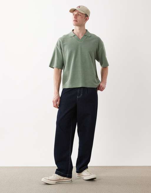 ASOS DESIGN - Grøn tekstureret oversized firkantet polo i superkraftigt stof, 2 af 5