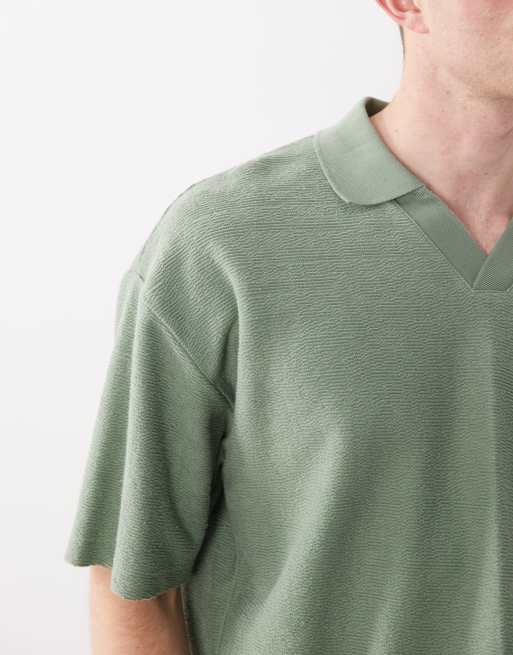 ASOS DESIGN - Grøn tekstureret oversized firkantet polo i superkraftigt stof, 3 af 5