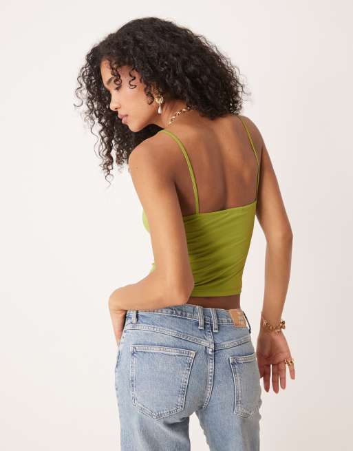 ASOS DESIGN - Grøn tætsiddende rynket camisol med udskærings- og metaldetaljer, 2 af 4