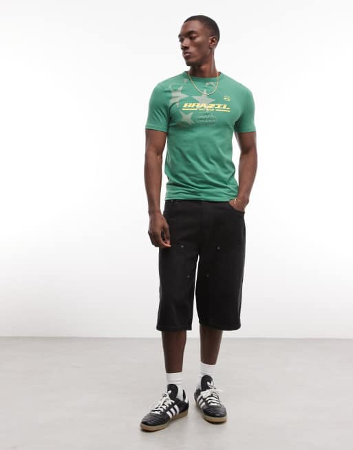 ASOS DESIGN - Grøn tætsiddende T-shirt med 'Brazil'-fodboldgrafik, 2 af 5