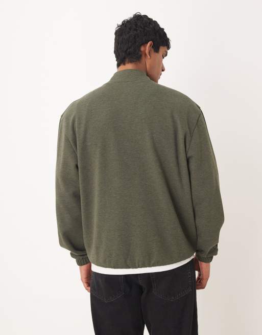 ASOS DESIGN - Grønmeleret afslappet trøje med kvart lynlås og lomme, 3 af 5