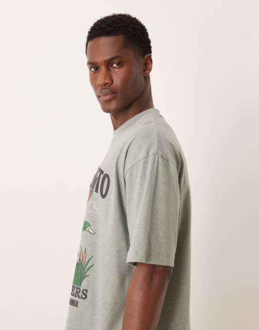ASOS DESIGN - Grønmeleret oversized T-shirt med puffet print i firkantet pasform, 3 af 5