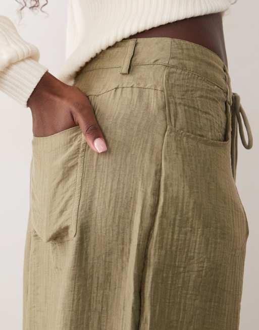 ASOS DESIGN - Grønne ballonbukser med tekstur og løbesnor i taljen, 4 af 5