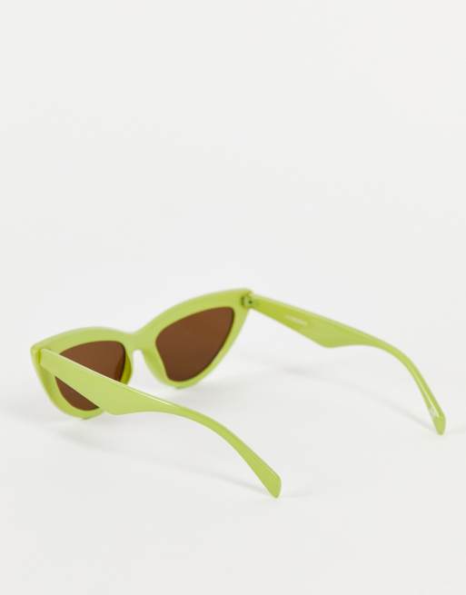 ASOS DESIGN - Grønne facetterede Cat Eye-solbriller, 3 af 4
