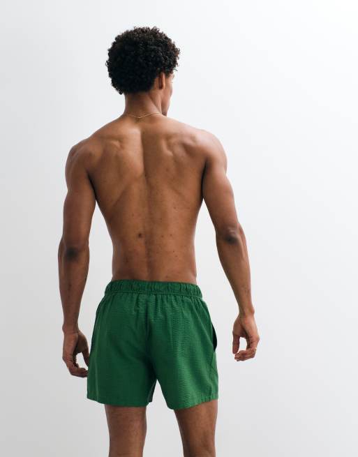 ASOS DESIGN - Grønne korte badeshorts i seersucker, 5 af 7