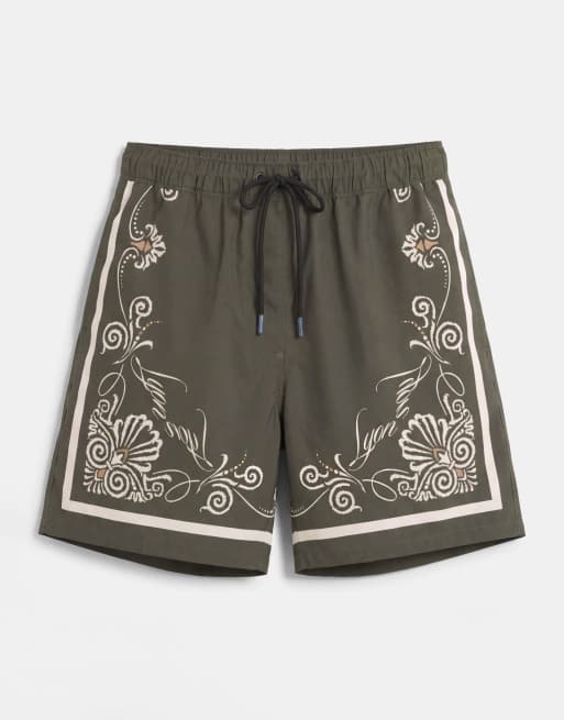 ASOS DESIGN - Grønne korte badeshorts med kantprint - Del af sæt, 6 af 7