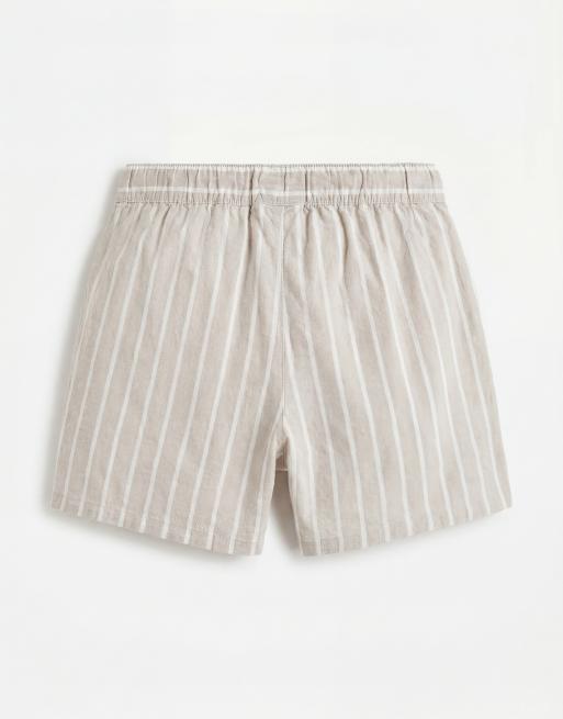 ASOS DESIGN - Grønne korte shorts i hørlook med striber - Del af sæt, 7 af 7