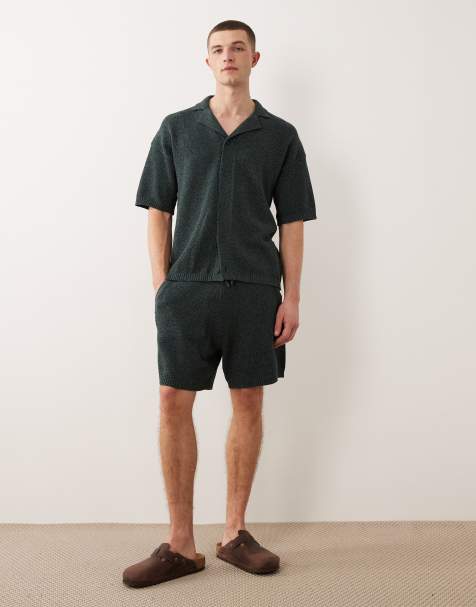 ASOS DESIGN - Grønne strikkede shorts i snoet garn - Del af sæt - view 1