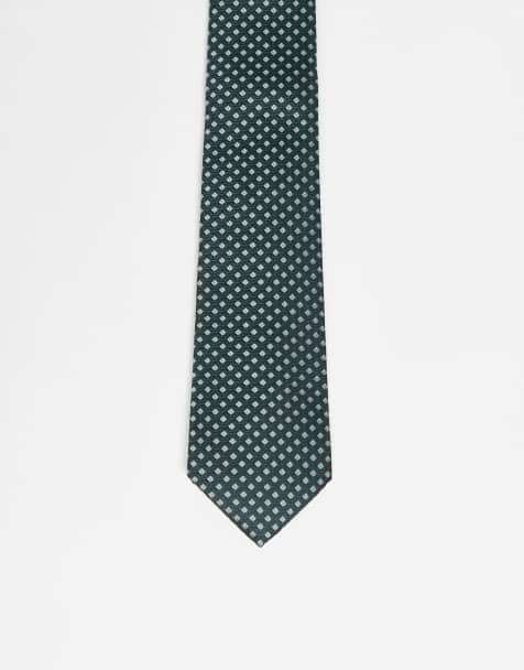 ASOS DESIGN - Grønt slips med geometrisk print - view 1