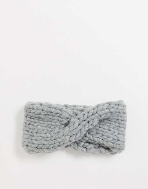ASOS DESIGN – Grob gesticktes Stirnband in Grau
