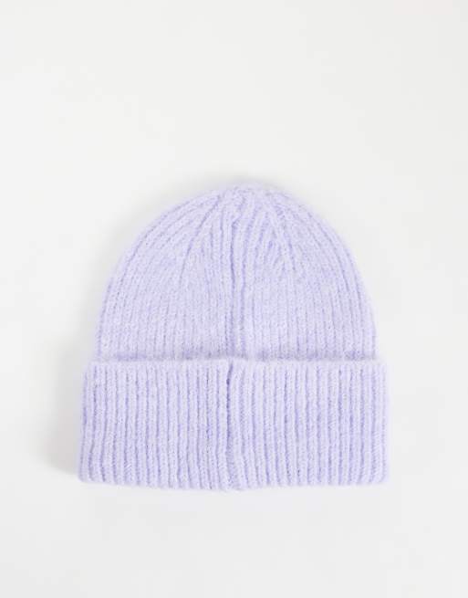 ASOS DESIGN grob gestrickte Beanie in Flieder, 3 von 3