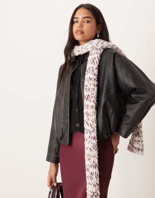 ASOS DESIGN - Grober, handgestrickter Schal aus Wollmix in mehreren Farben-Bunt