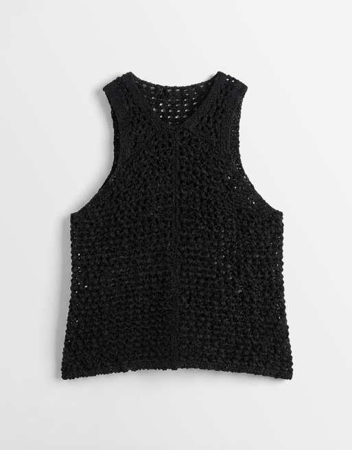 ASOS DESIGN – Grobmaschiges Trägertop aus Bändchengarn in Schwarz, 5 von 8