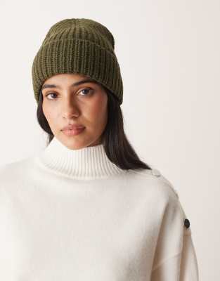 ASOS DESIGN - Grobstrick-Mütze in Khaki-Grün