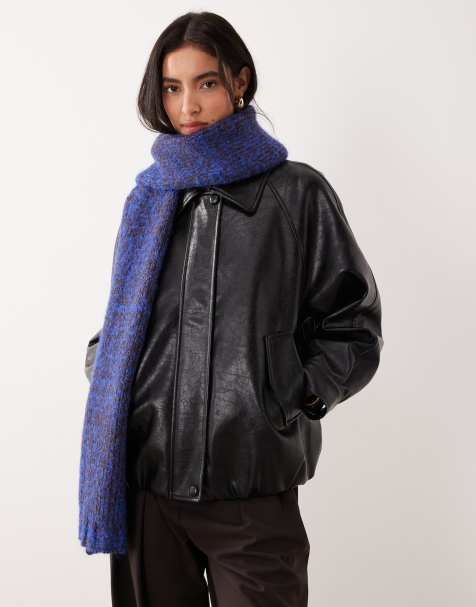 ASOS DESIGN – Grobstrick-Schal aus Space-Dye-Mischgarn in Blau und Braun - view 1