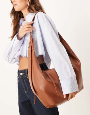 ASOS DESIGN – Große Handtasche in Hellbraun zum Umhängen - view 1