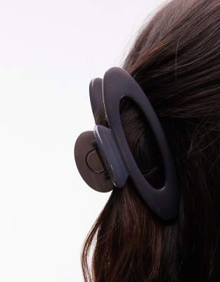 ASOS DESIGN - Große, ovale Haarklammer in Dunkelgrau