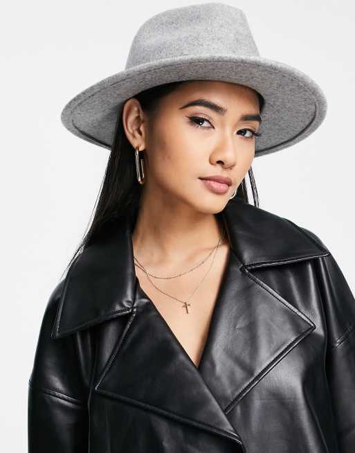 ASOS DESIGN – Größenverstellbarer Fedora-Hut aus Filz in Grau, 2 von 4