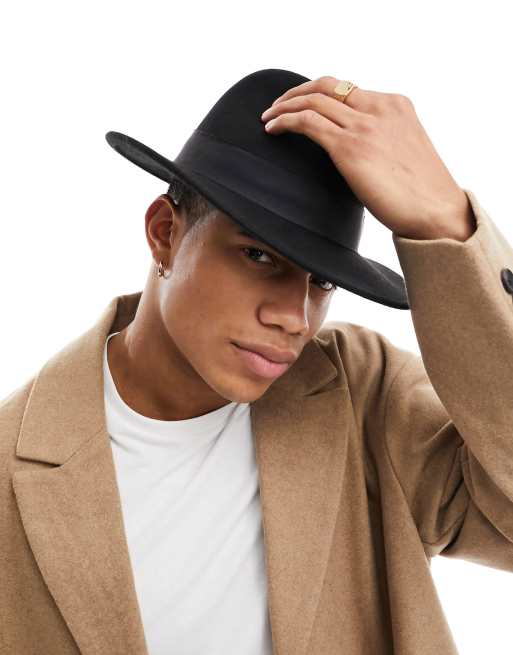 ASOS DESIGN – Größenverstellbarer Fedora-Hut aus Wolle in Schwarz, 4 von 4