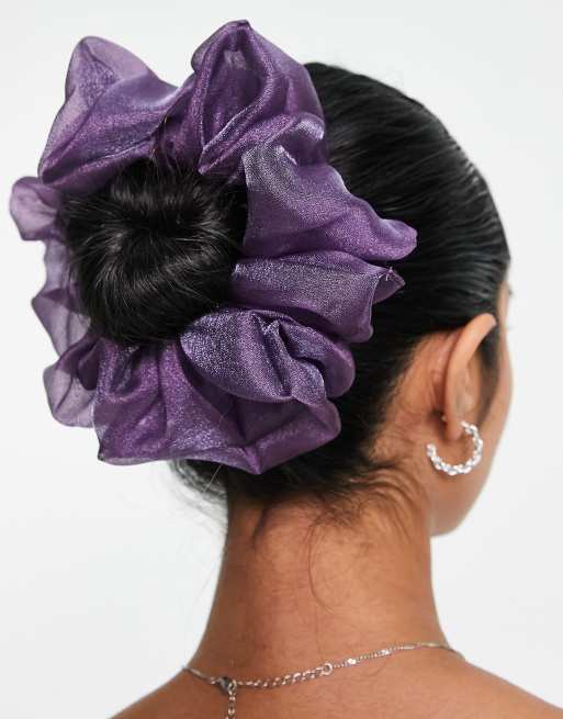 ASOS DESIGN – Großer Scrunchie-Haargummi aus lila Organza