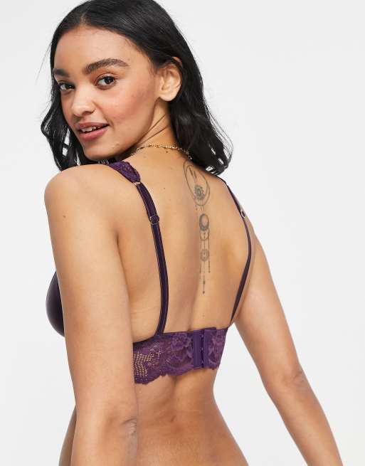 ASOS DESIGN – Größere Brust – Fliss – Langes Bustier aus Spitze aus Satin in Lila, 2 von 4