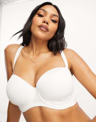 ASOS DESIGN - Größere Brust - Geformter Mikrofaser-BH in Weiß mit abnehmbaren, vielseitig tragbaren Trägern