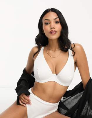 ASOS DESIGN - Größere Brust - Maya - Mix and Match - Bügel-Bikinioberteil in Weiß mit gestufter Vorderseite