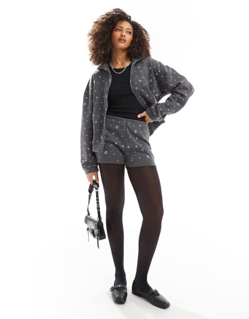 ASOS DESIGN grommet shorts in gray - part of a set