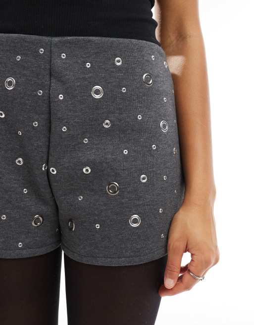 ASOS DESIGN grommet shorts in gray - part of a set