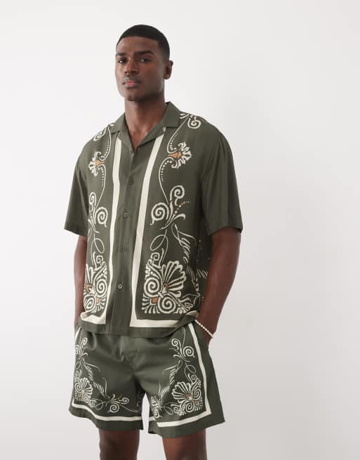 ASOS DESIGN – Svart set med skjorta och badshorts med kantmönster, 3 av 3
