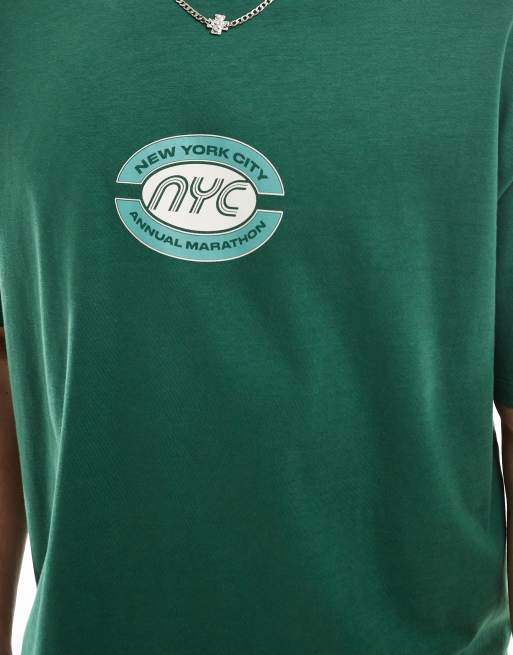 ASOS DESIGN – Grön, boxig t-shirt i oversize med sportigt tryck framtill, 3 av 4