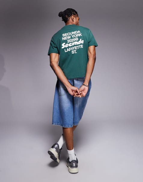 ASOS DESIGN – Grön, boxig t-shirt med texttryck - view 1