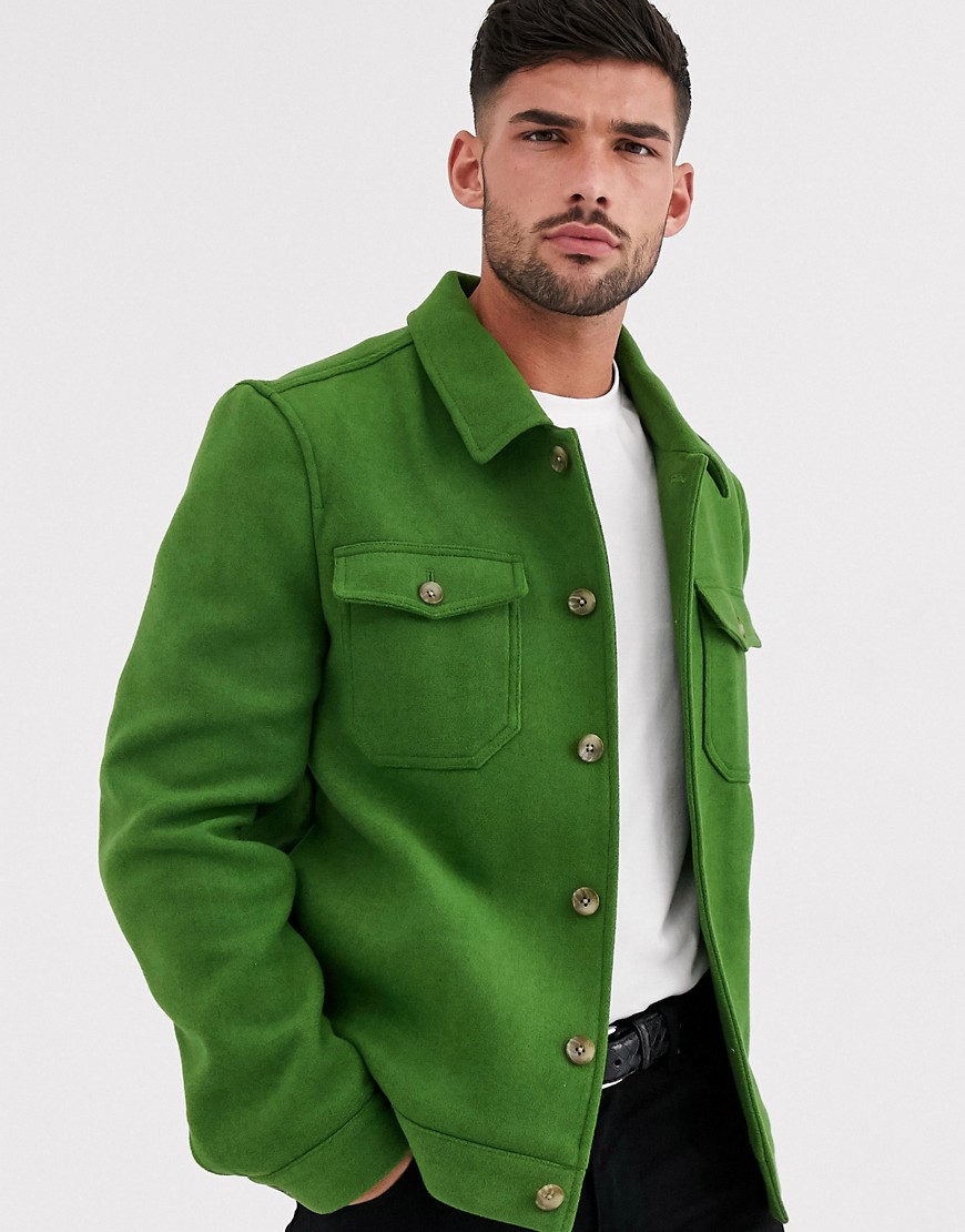 ASOS DESIGN – Grön cowboyjacka i ullblandning