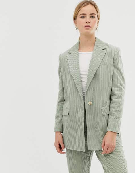 ASOS DESIGN – Grön figursydd blazer i manchestertyg - view 1