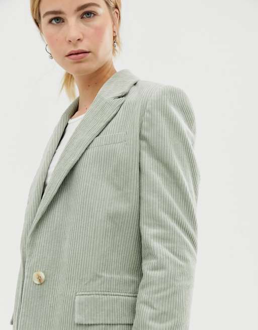 ASOS DESIGN – Grön figursydd blazer i manchestertyg, 3 av 4
