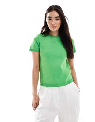 ASOS DESIGN – Grön, finstickad t-shirt - view 1