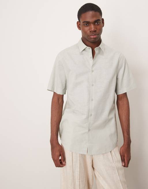 ASOS DESIGN – Grön, formell linneskjorta i regular fit