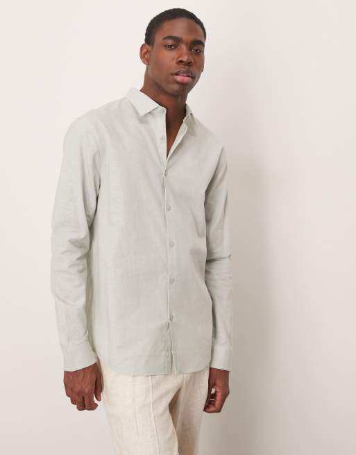 ASOS DESIGN – Grön, formell linneskjorta i regular fit
